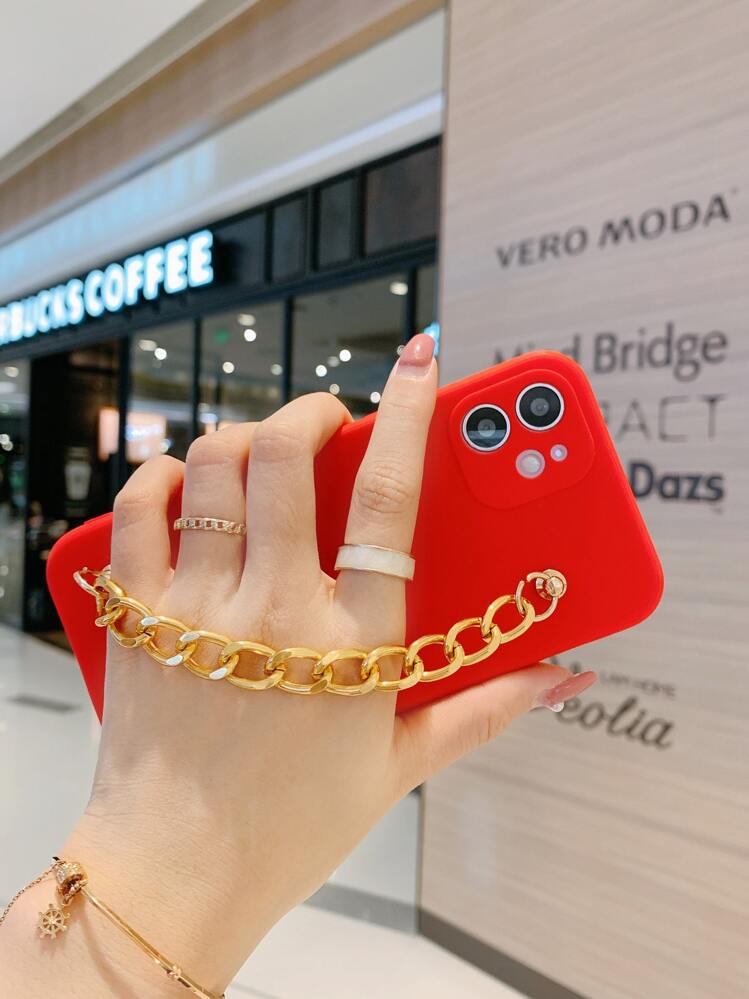 Chain Hand Strap Phone Case - Red - View 5