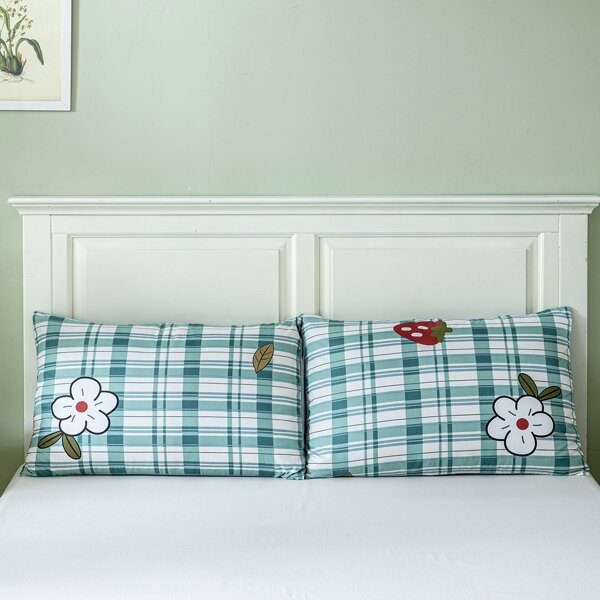 

1pair Flower Print Pillowcase Without Filler, Multicolor