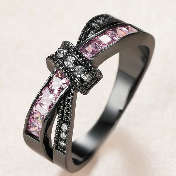 

Rhinestone Decor Ring, Gun black