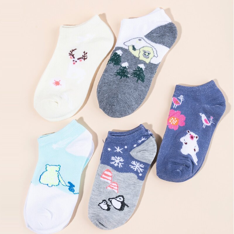 

5pairs Cartoon Graphic Socks, Multicolor