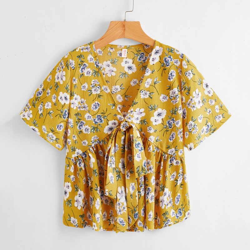 

Ditsy Floral Bow Blouse, Mustard yellow