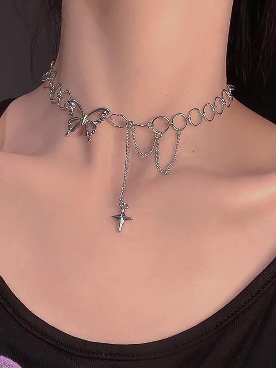 Collier avec détail papillon | Mode en ligne | SHEIN FRANCE