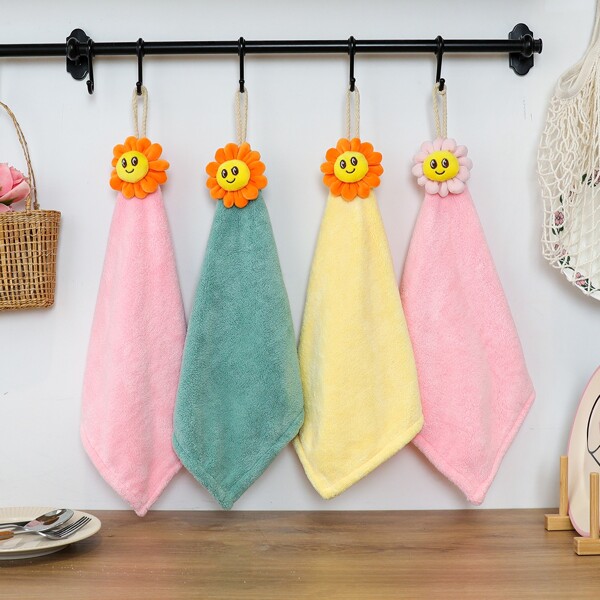 

1pc Flower Decor Random Color Hand Towel, Multicolor