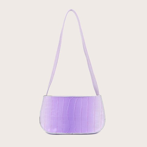 

Ombre Croc Embossed Baguette Bag, Lilac purple