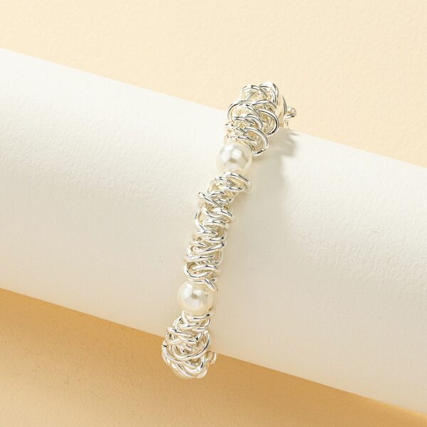 

Faux Pearl Decor Bracelet, Silver