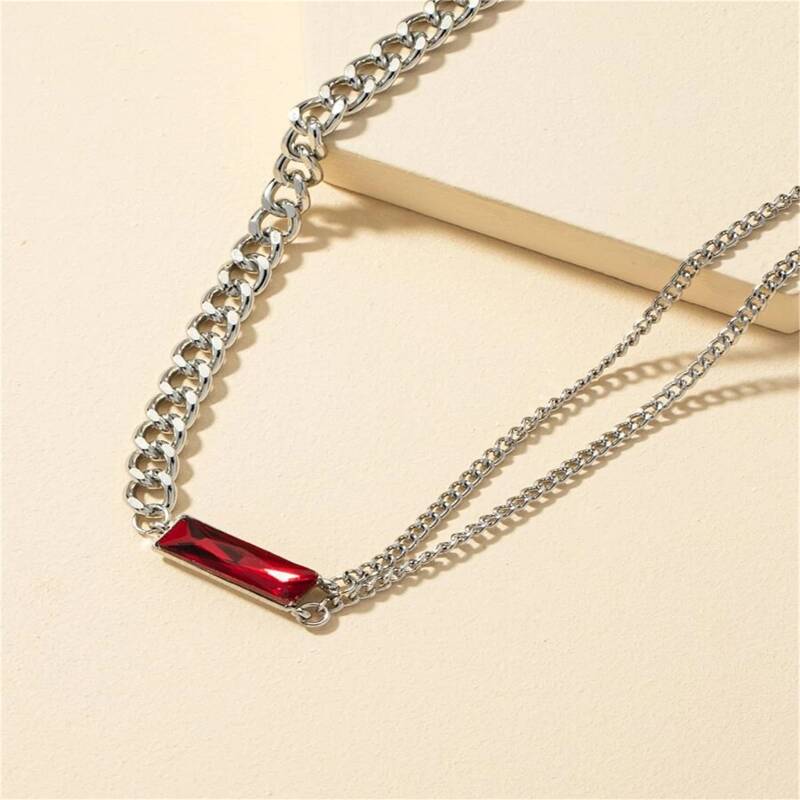 

Rhinestone Chain Necklace, Silver