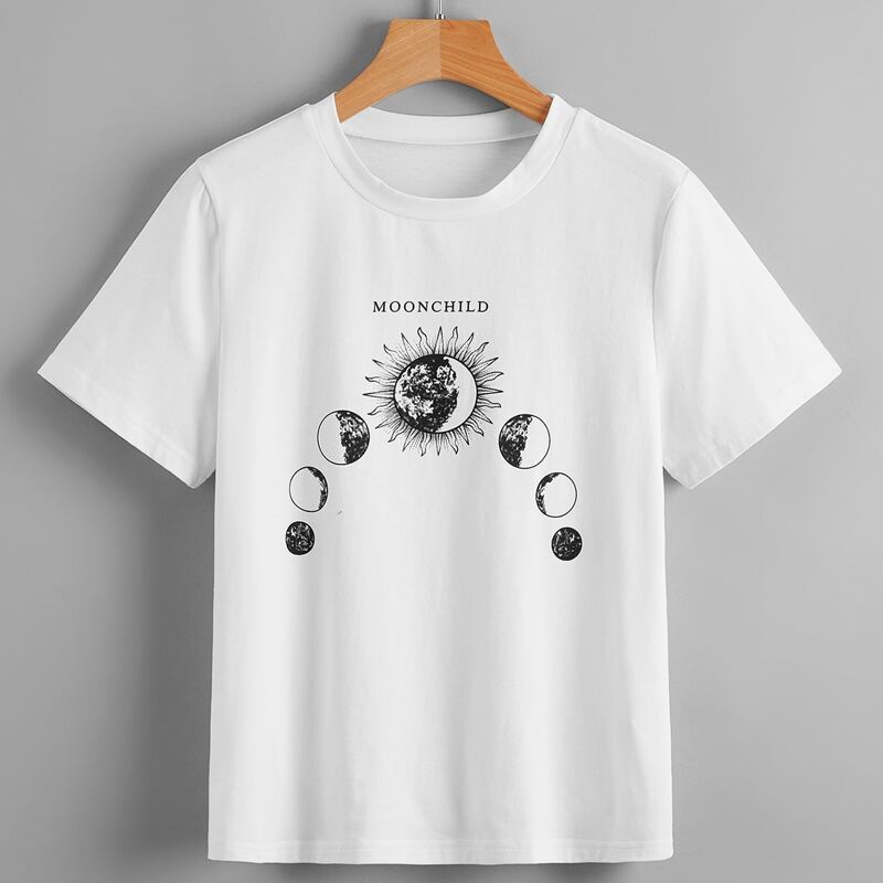 

Letter Sun & Moon Graphic Tee, White