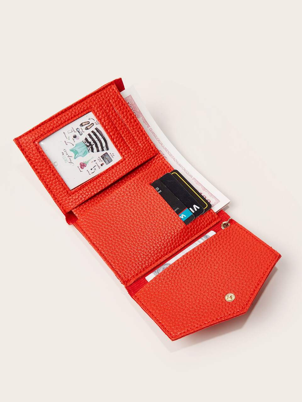 Tassel Charm Tri-fold Wallet