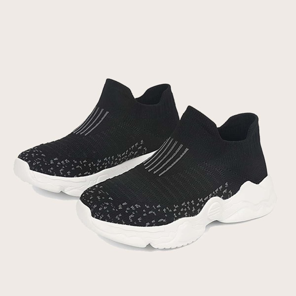

Boys Striped Slip On Running Shoes, Black