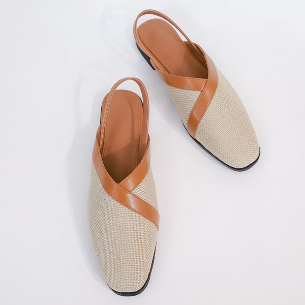 

Minimalist Two Tone Slingback Flats, Apricot