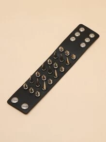 Spike Decor PU Bracelet - màu đen - Xem 4