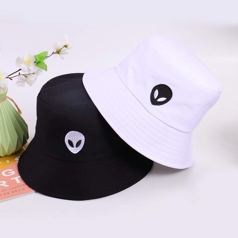 

Guys 2pcs Alien Embroidery Bucket Hat, Multicolor