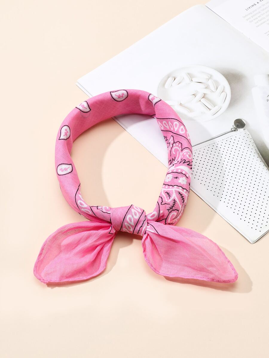 1 pañuelo cuadrado de moda Paisley Print Bandana estilo Y2K para conciertos, banda estética, banda para cabello, banda para la cabeza, ideal para vestir tu look