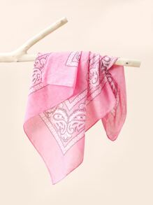 1 pañuelo cuadrado de moda Paisley Print Bandana estilo Y2K para conciertos, banda estética, banda para cabello, banda para la cabeza, ideal para vestir tu look - Rosa - Ver 4