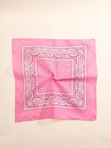 1 pañuelo cuadrado de moda Paisley Print Bandana estilo Y2K para conciertos, banda estética, banda para cabello, banda para la cabeza, ideal para vestir tu look - Rosa - Ver 5