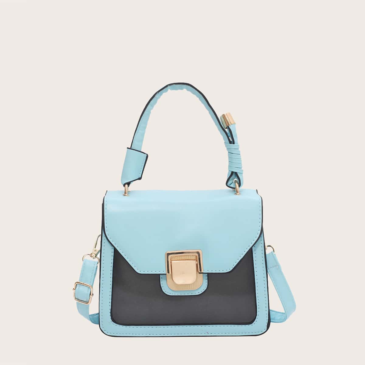 

Colorblock Satchel Bag, Blue