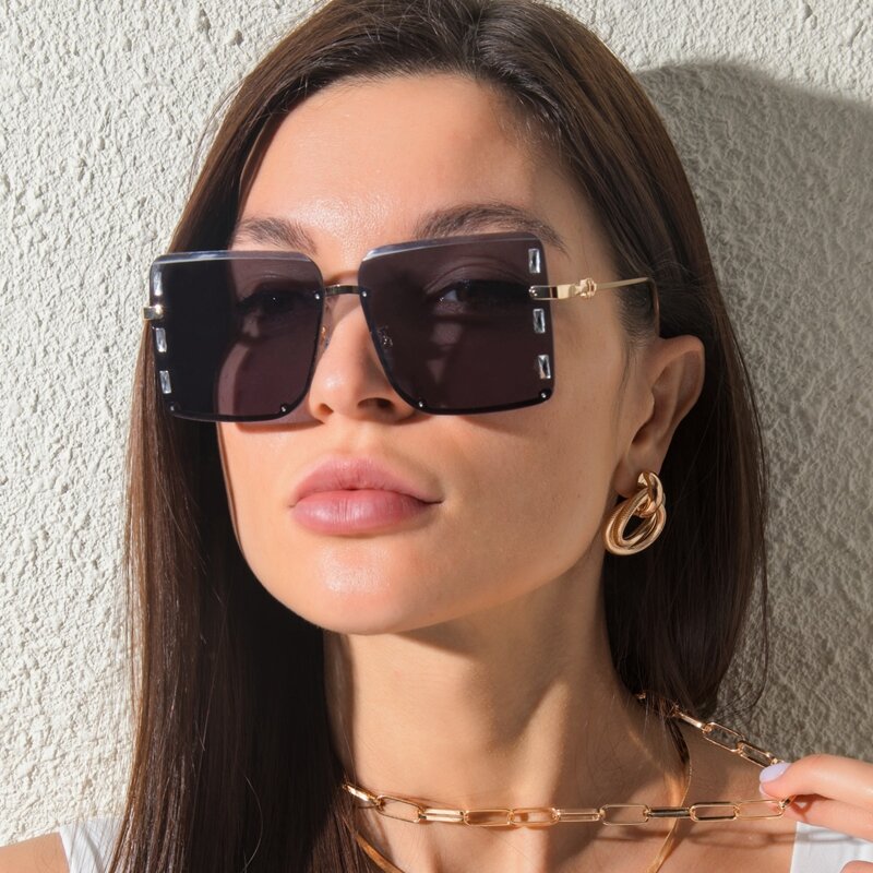 

Rimless Square Frame Sunglasses
