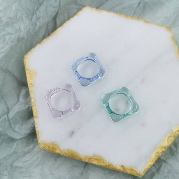 

3pcs Resin Ring, Multicolor