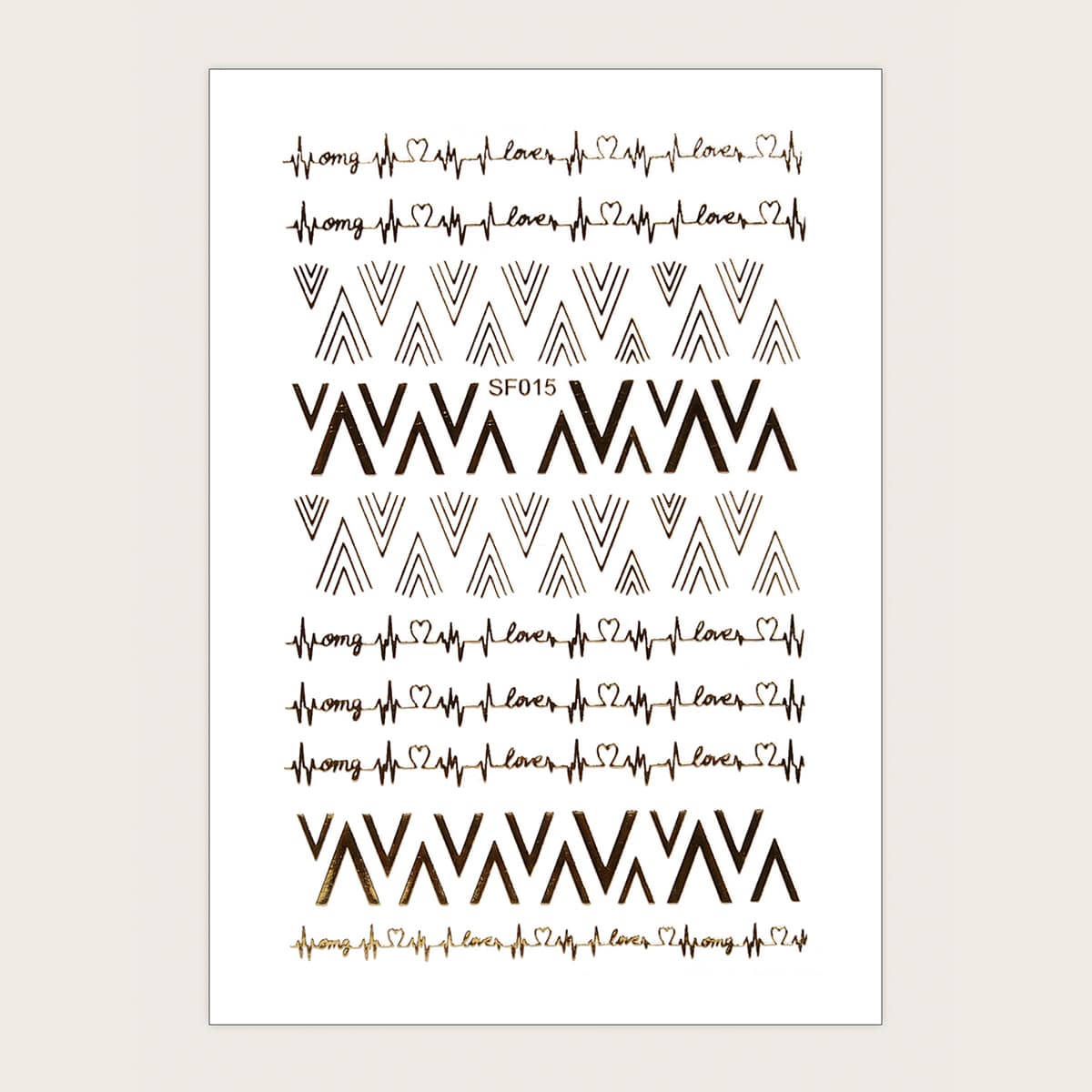 

1sheet Geometric Pattern Nail Art Sticker, Gold