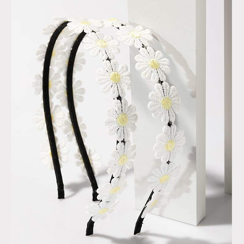 

2pcs Flower Decor Hair Hoop, Multicolor