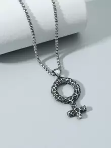 Fashionable and Popular Men's Alloy Female Symbol Charm Necklace for Jewelry Gift and for a Stylish Look - Silver - View 1
