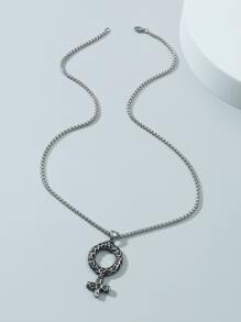 Fashionable and Popular Men's Alloy Female Symbol Charm Necklace for Jewelry Gift and for a Stylish Look - Silver - View 3