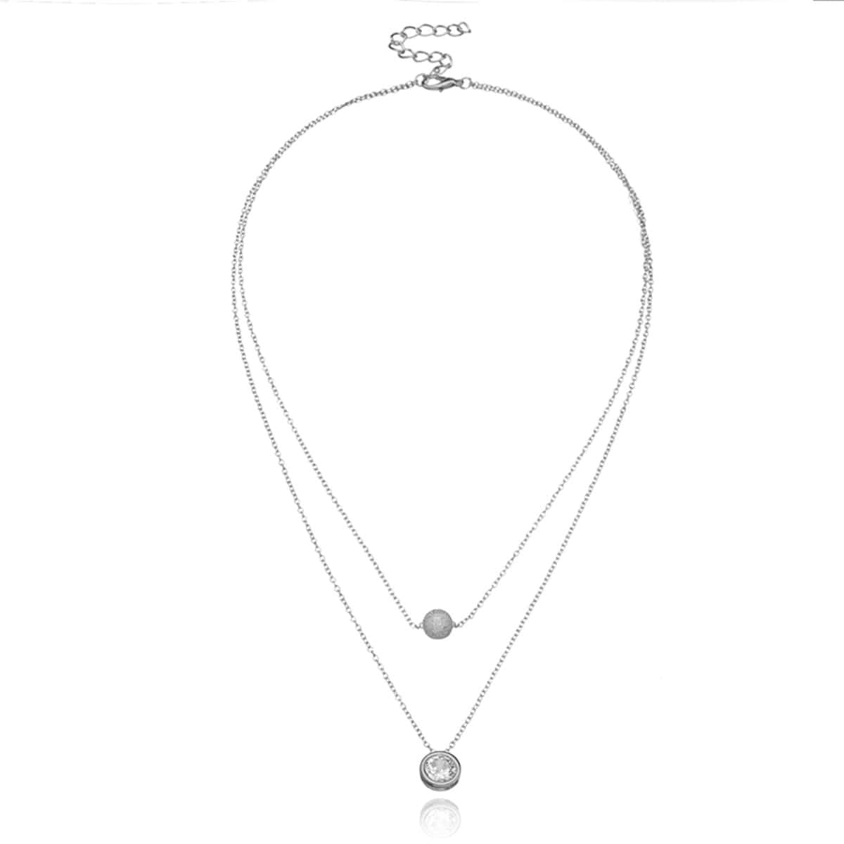 

Rhinestone Layered Necklace, Silver