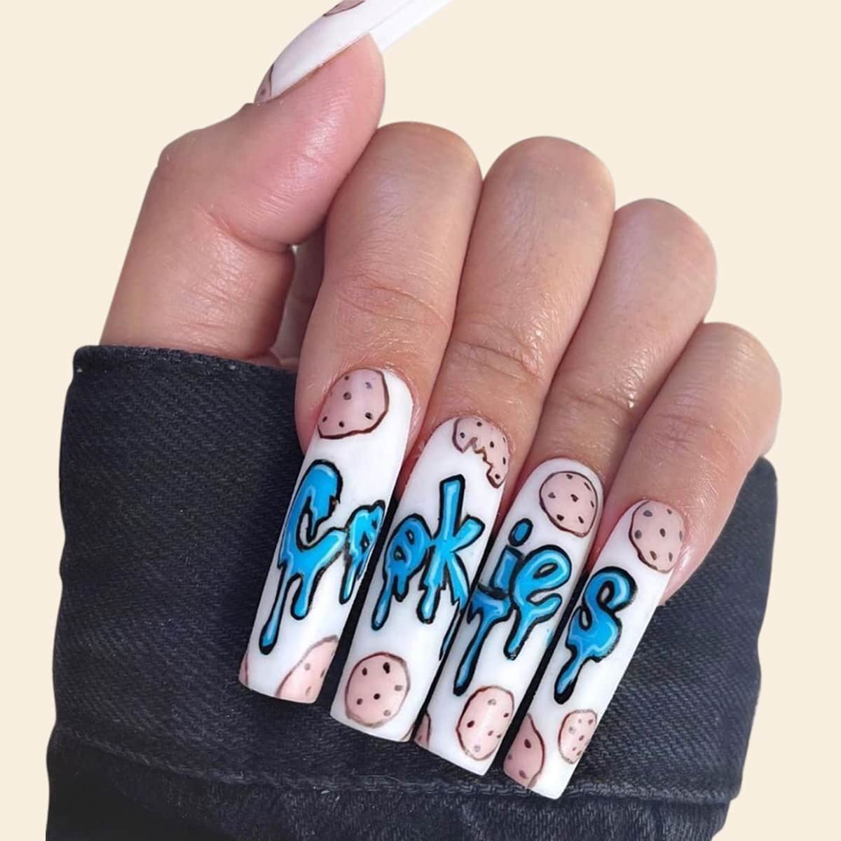 

1sheet Cookies Pattern Nail Art Sticker, Multicolor