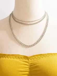 Collar con cadena a capas - Plateado - Ver 1