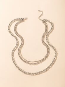 Collar con cadena a capas - Plateado - Ver 5