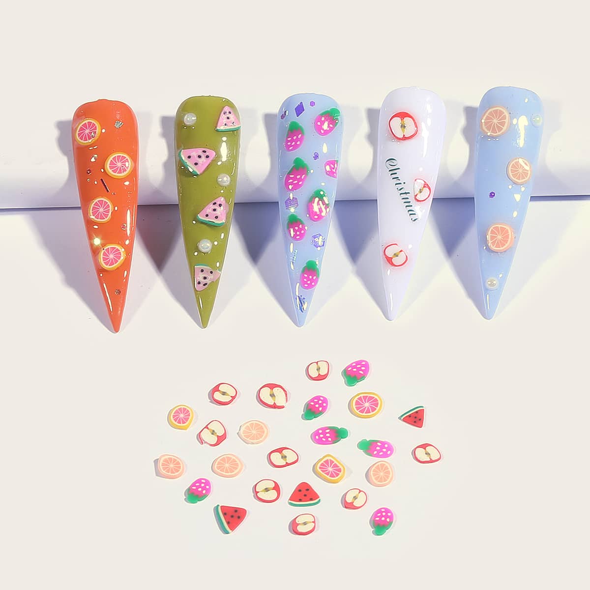 

120pcs Fruits Nail Art Decoration, Multicolor