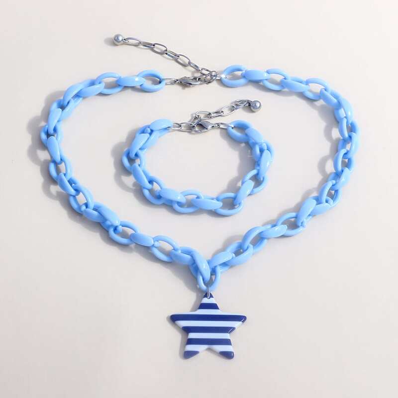 

Star Charm Necklace & Bracelet, Blue