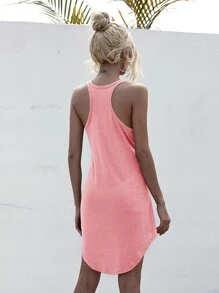Racer Back High Low Tank Dress - Pink - View 2
