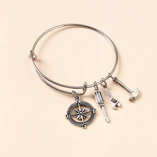 

Compass Charm Bangle, Silver