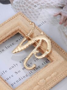 Faux Pearl Letter Design Brooch - Yellow Gold - View 2