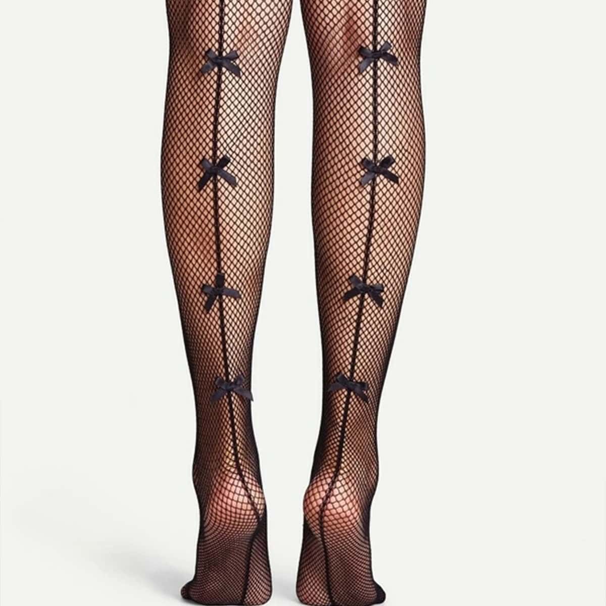 

Bow Decor Fishnet Tights, Black
