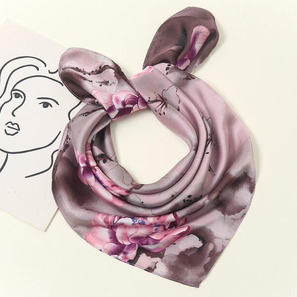 

Flower Print Scarf, Pink