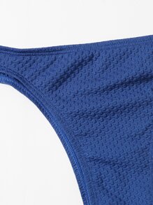 Halter Triangle Thong Bikini Set - Blue - View 4