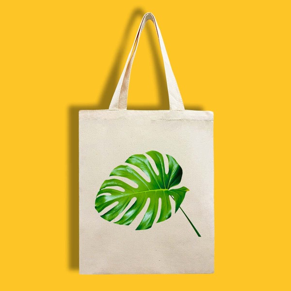 

Leaf Graphic Shopper Bag, Beige