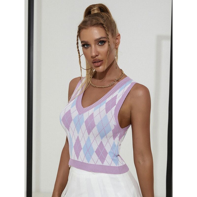 

Argyle Pattern Sweater Vest, Multicolor