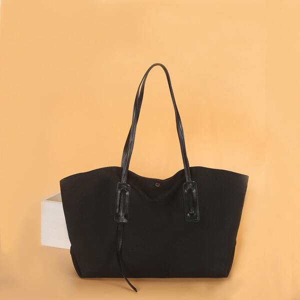 

Large Capacity Canvas Tote Bag, Black