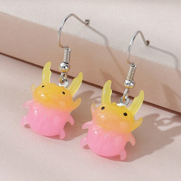 

Girls Color Block Cartoon Drop Earrings, Multicolor