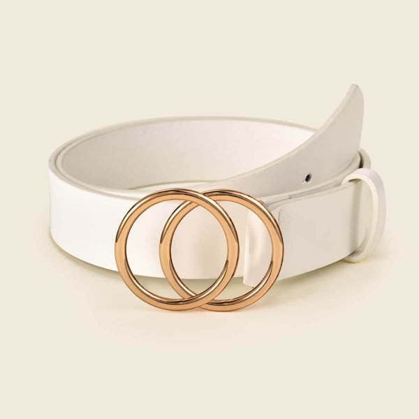 

Plus Double O-ring Buckle Belt, White