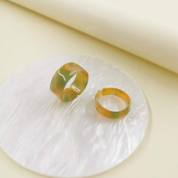 

2pcs Resin Ring, Multicolor