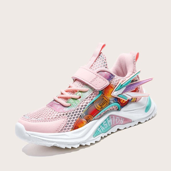 

Girls Mesh Panel Velcro Strap Sneakers, Pink