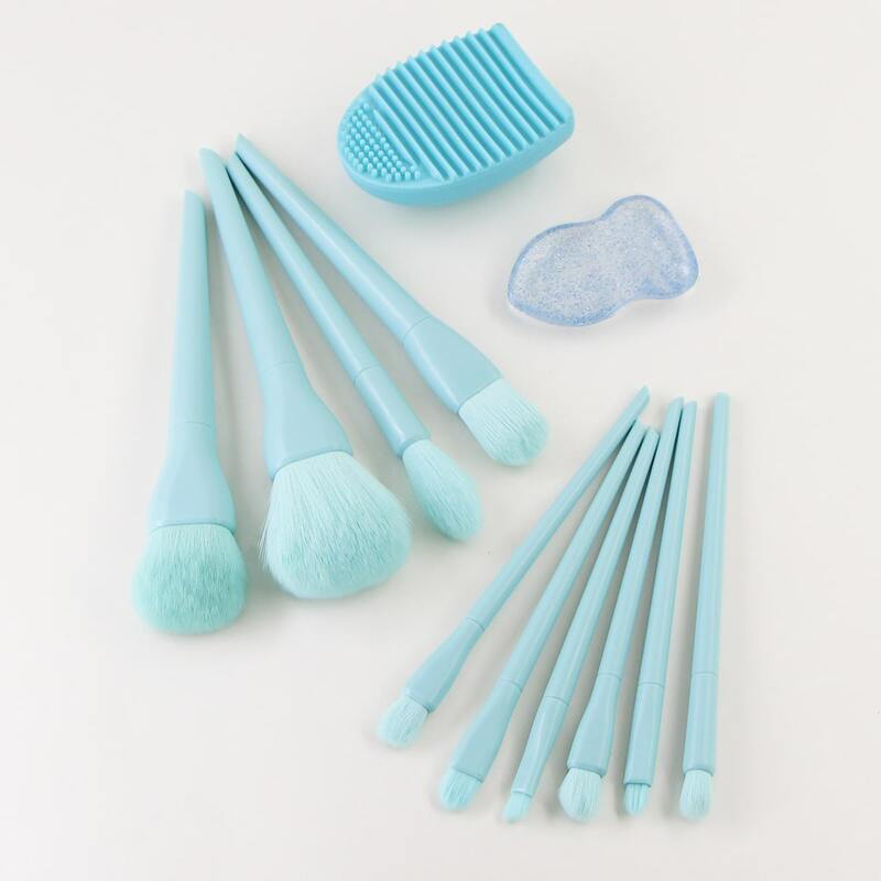 

10pcs Makeup Brush Set & 2pcs Makeup Tool, Multicolor