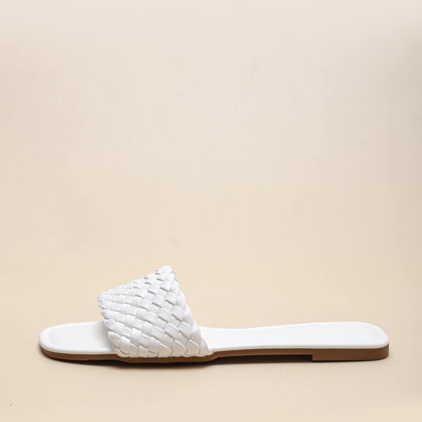 

Woven Slide Sandals, White
