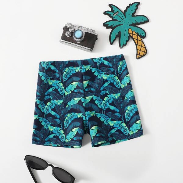 

Boys Leaf Print Swim Shorts, Multicolor