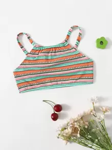 Toddler Girls Striped Print Bikini Top - Multicolor - View 1