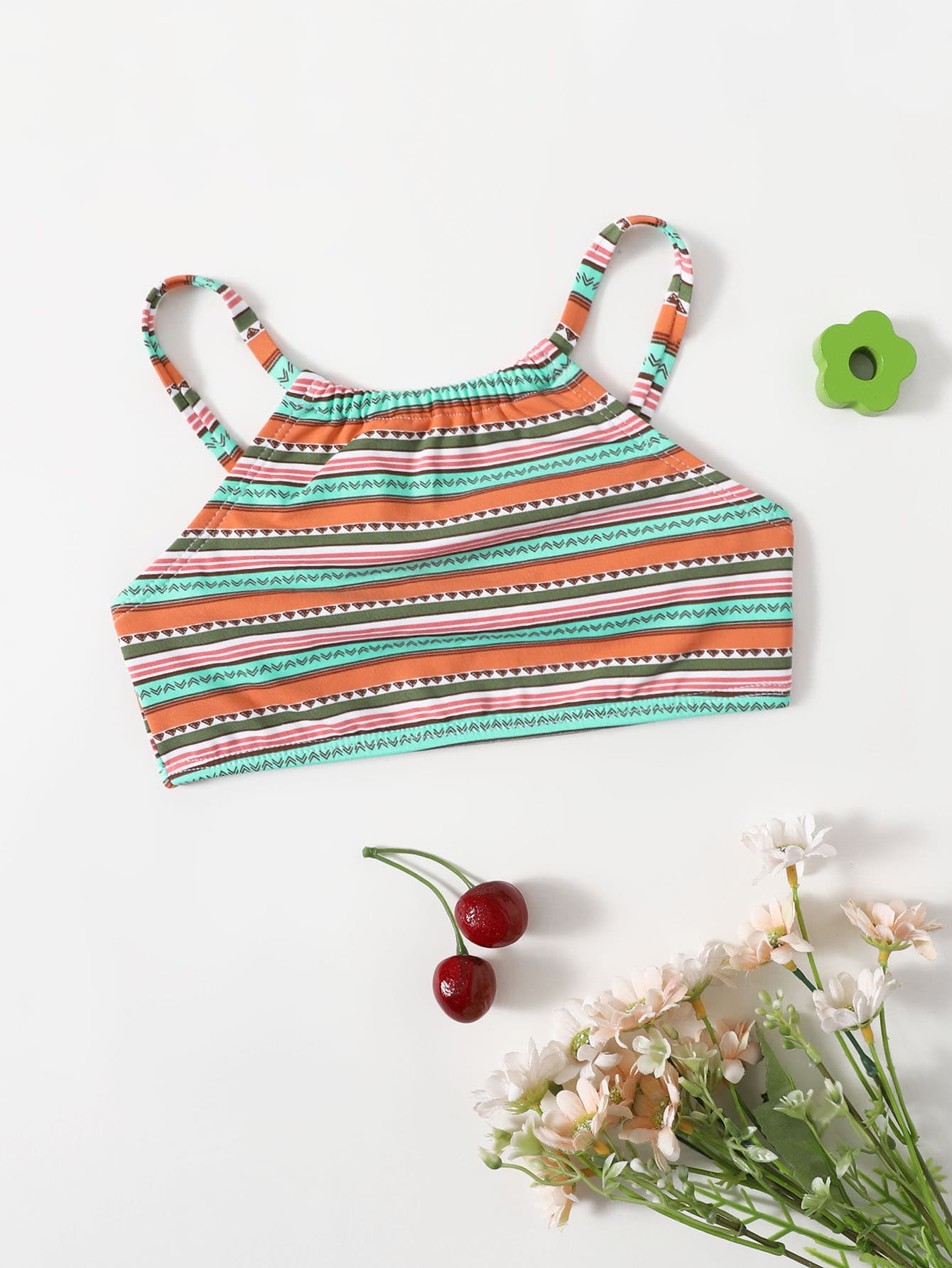Toddler Girls Striped Print Bikini Top - Multicolor - View 1